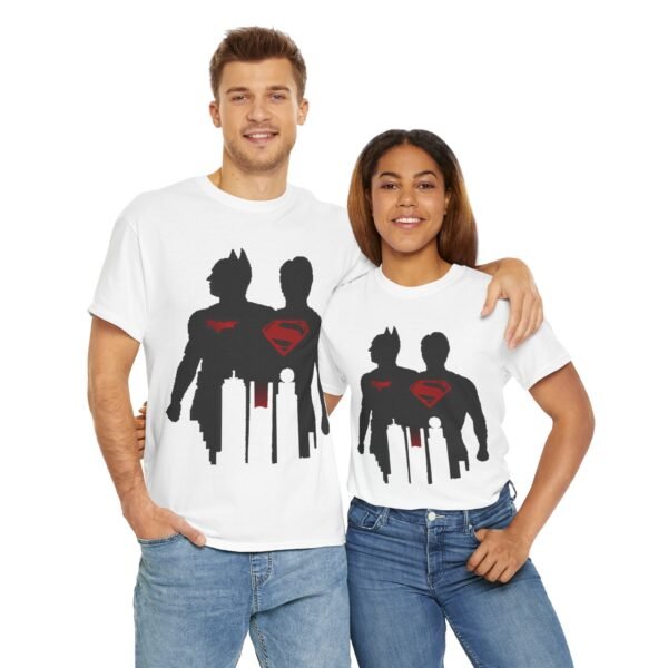 Heroic Duo Unisex Heavy Cotton Tee - Batman & Superman Design - Image 9